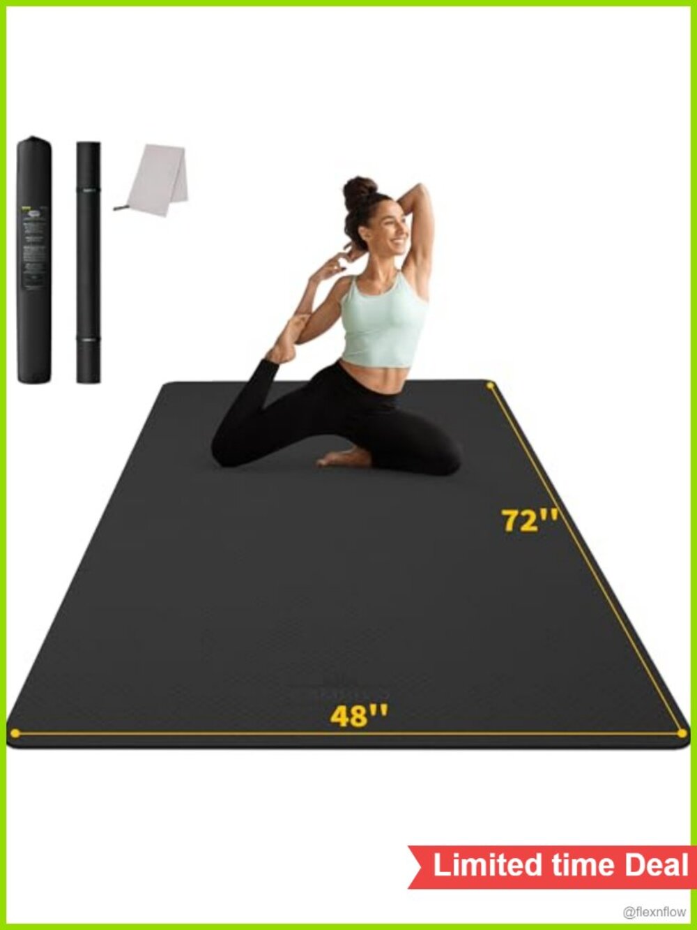 Extra Thick TPE Yoga Mat 72x48 Non-Slip Workout Mat